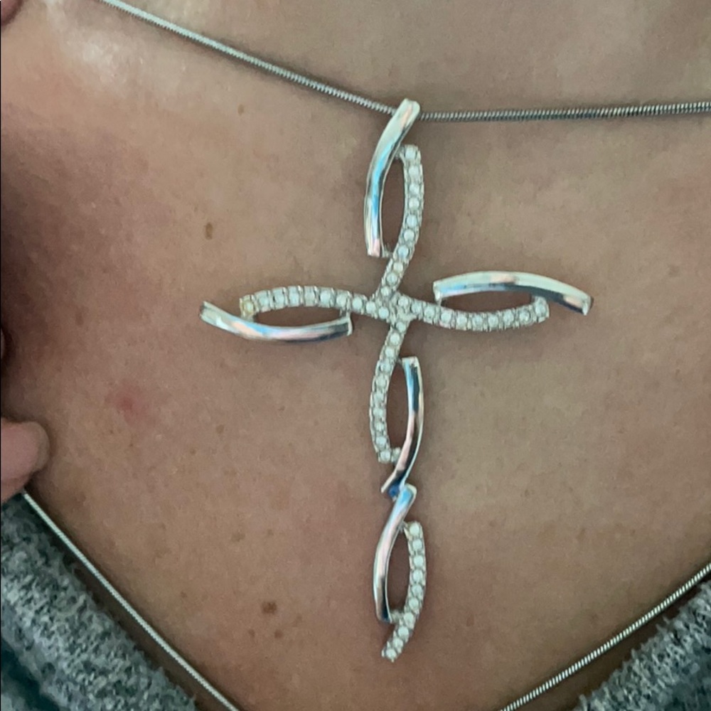 Stainless Cross with Crystals